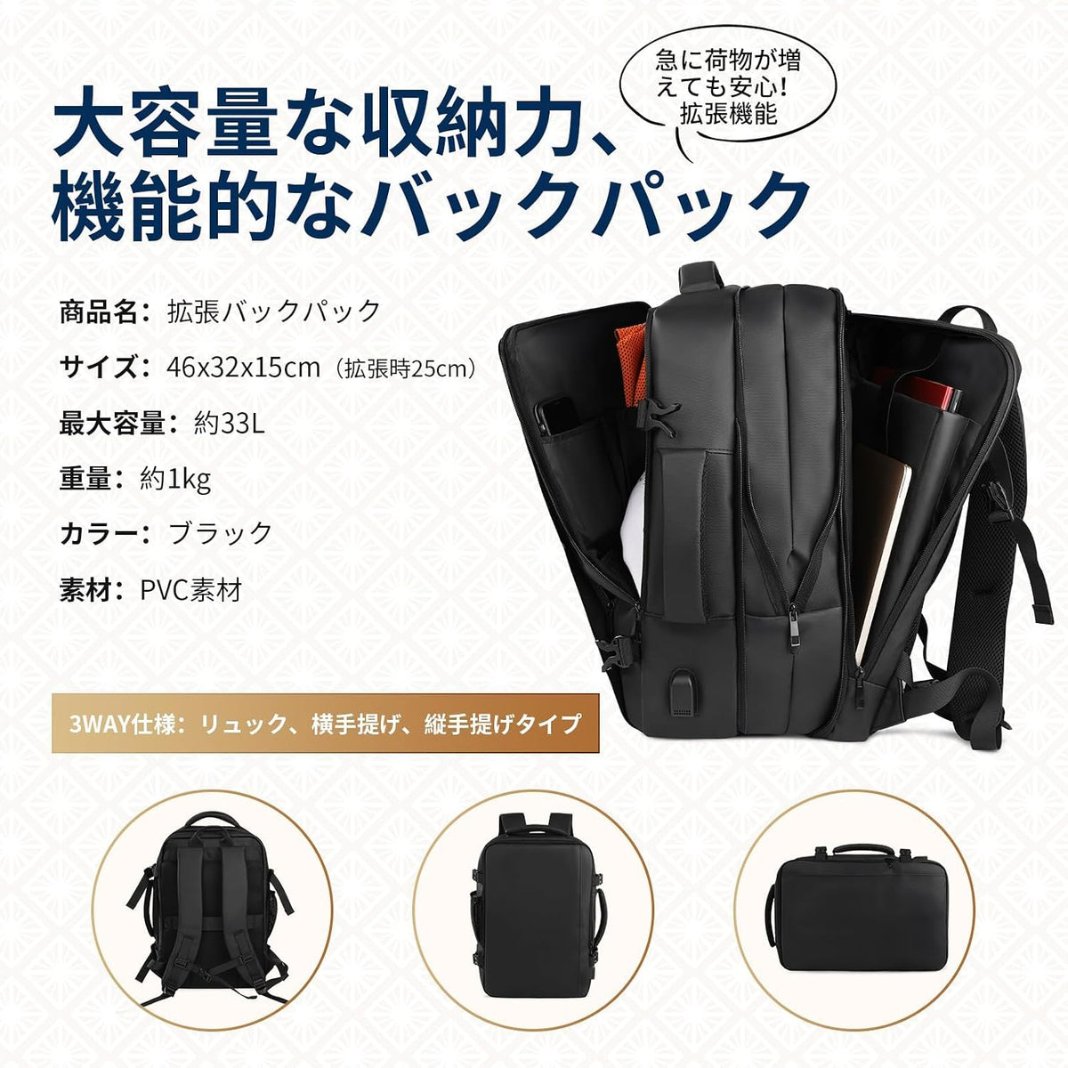 KOCHOYA commuter backpack pocket layout